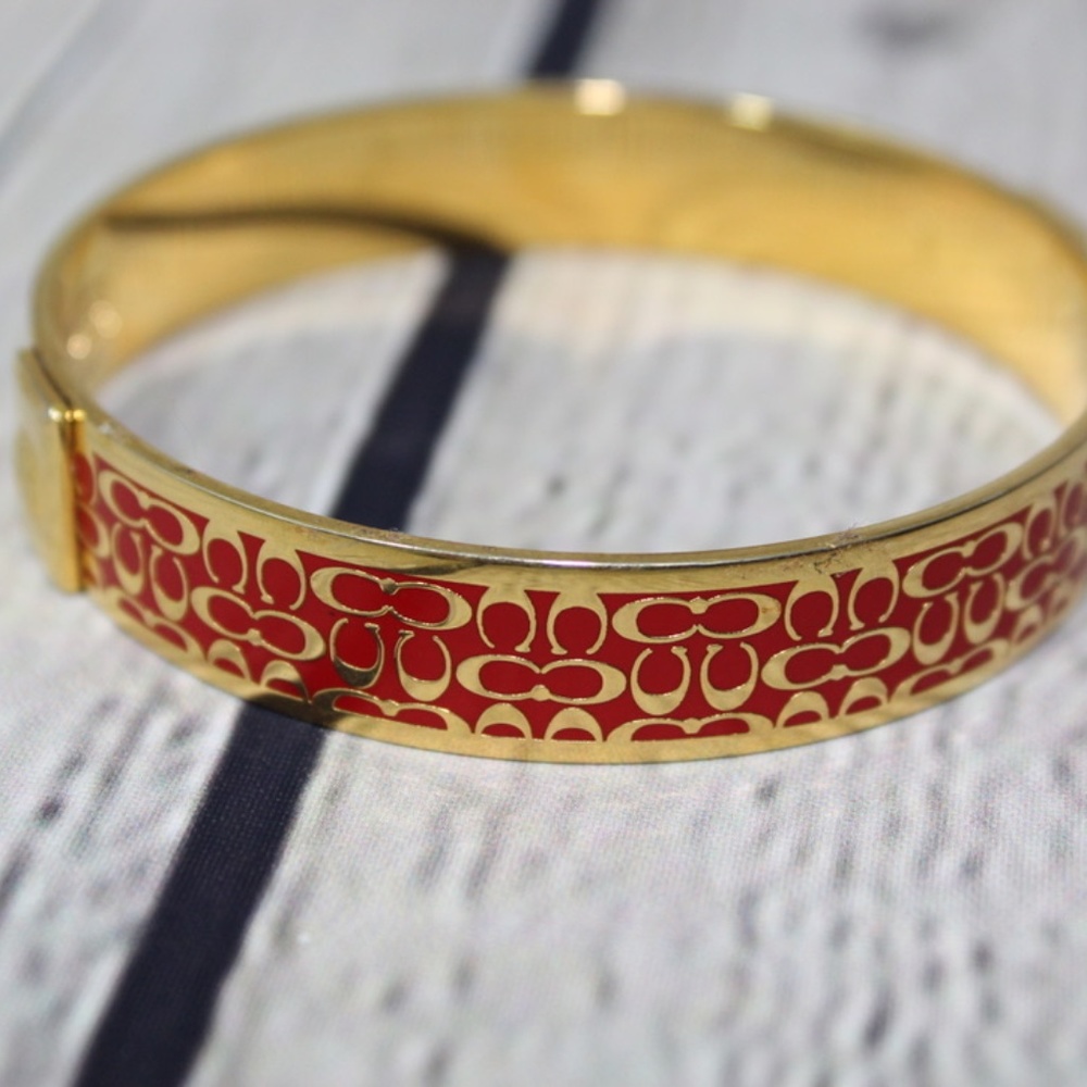 Authentic Coach gold plated bracelet (red & gold)